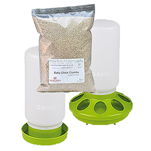 Chick Feeder and Feed Set – 1kg inc. Baby Chick Crumbs